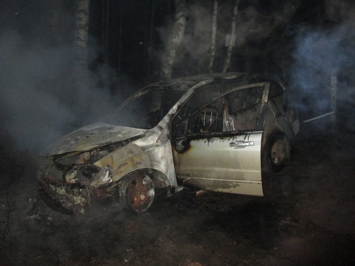 Горелое железо и расплавленные покрышки: ночью в Ярославской области сгорело два автомобиля