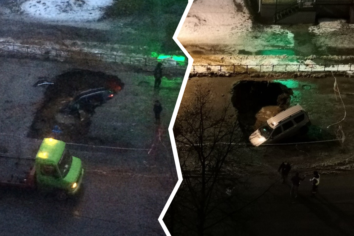 В Рыбинске за одну ночь в котлован на дороге провалились две легковушки