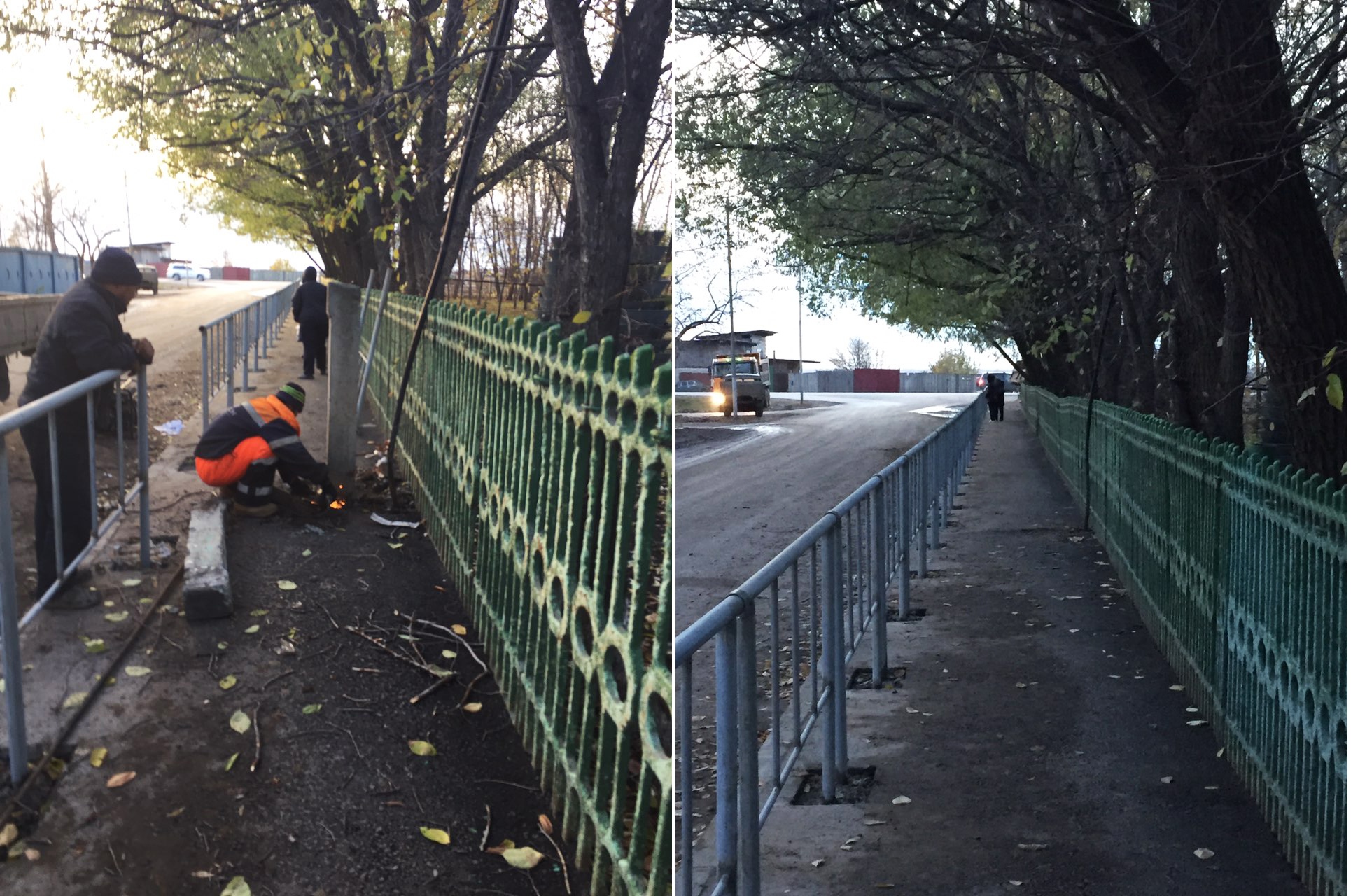 Всего через пару дней после публикации фотографий старую опору убрали, но при устранении препятствия повредили новый забор. В администрации утверждают, что такая последовательность работ была запланирована изначально Всего через пару дней после публикации фотографий старую опору убрали, но при устранении препятствия повредили новый забор. В администрации утверждают, что такая последовательность работ была запланирована изначально