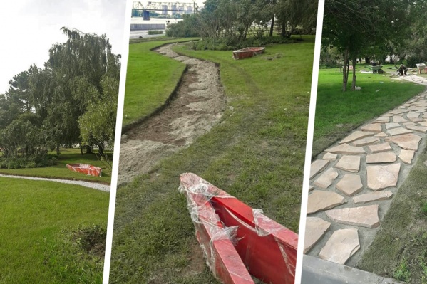 Кроме лодок на Михайловской набережной появились дорожки, мощёные крупным камнем Кроме лодок на Михайловской набережной появились дорожки, мощёные крупным камнем 