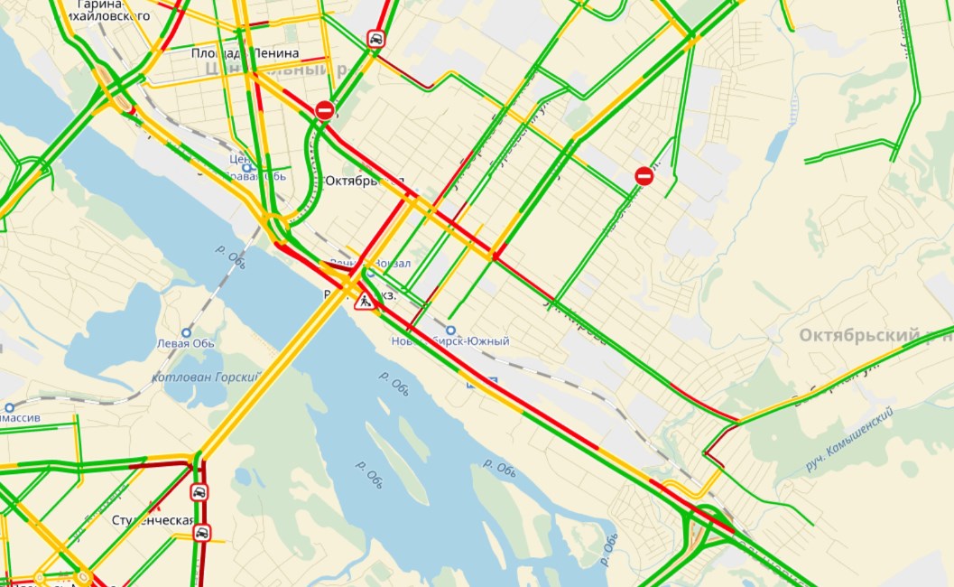 Пробки в новосибирске на данный момент карта