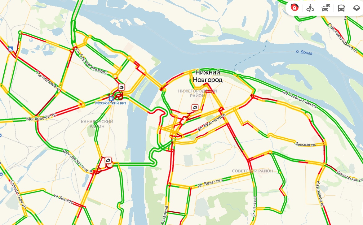 Карта нижнего новгорода пробки на дорогах онлайн бесплатно сейчас