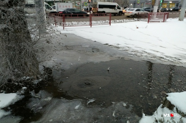 Лужа постепенно превращается в каток Лужа постепенно превращается в каток