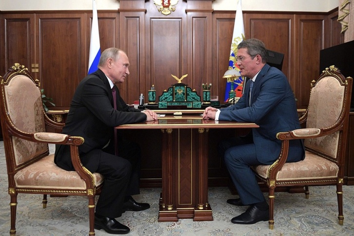 Рабочая встреча Владимира Путина и Радия Хабирова 