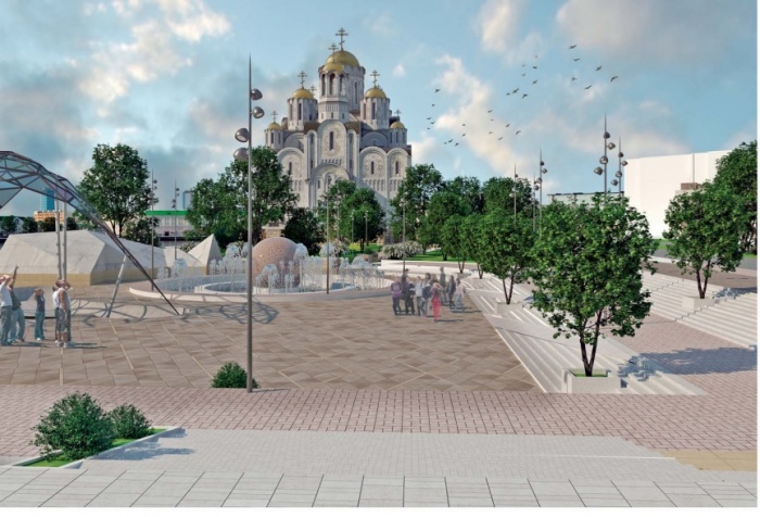 Новый эскиз храма и сопутствующее благоустройство Новый эскиз храма и сопутствующее благоустройство