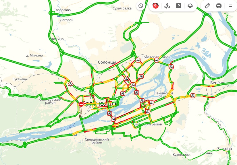 Пробки красноярск сейчас. Пробки Красноярск. Карта Красноярска с пробками. Яндекс карта Красноярск пробки.
