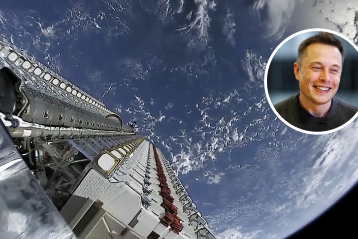 Снимок из ракеты «Falcon 9», доставлявшей спутники на орбиту