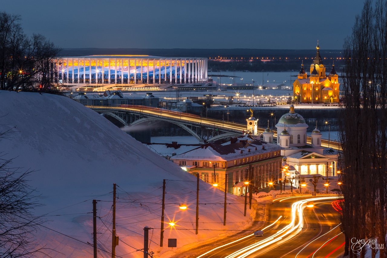 Ночной Дзержинск Нижегородской области зима