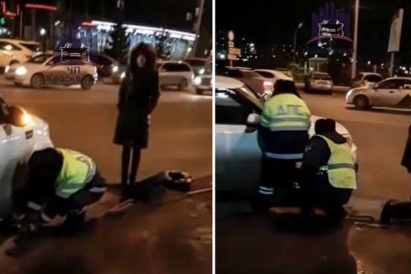 Девушка попросила помощи у полицейских, и они ей не отказали Девушка попросила помощи у полицейских, и они ей не отказали 