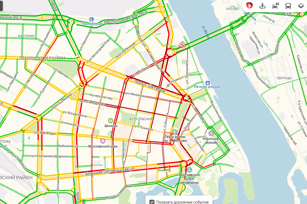 Карта пробки ярославль сейчас онлайн