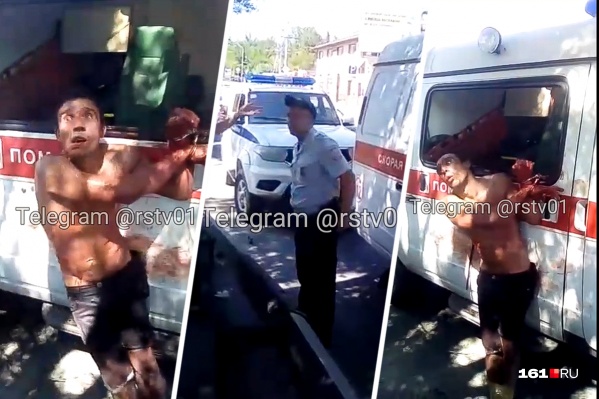 Мужчину пристегнули наручниками к машине скорой Мужчину пристегнули наручниками к машине скорой