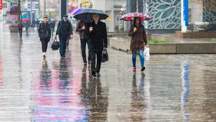 Легко исправить с помощью зонта: горожане спешат по делам, несмотря на дождь