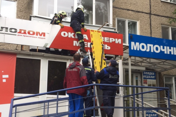Женщина упала на козырек магазина, расположенного ниже Женщина упала на козырек магазина, расположенного ниже