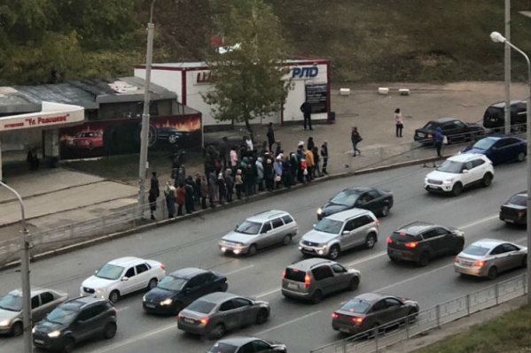 Такую картину можно наблюдать почти на всех остановках в северной части города Такую картину можно наблюдать почти на всех остановках в северной части города