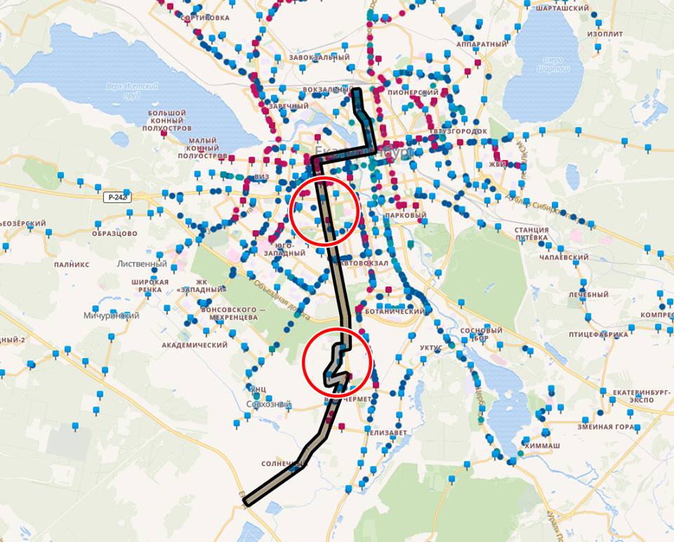 Карта екатеринбурга с транспортом