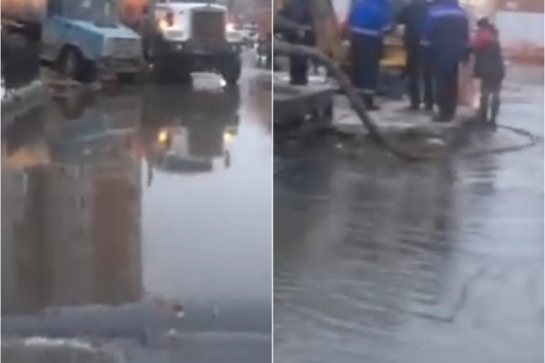 Вода разлилась по всей улице и ближайшим базам Вода разлилась по всей улице и ближайшим базам