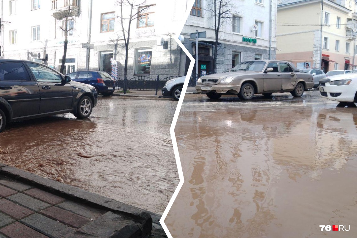 «Машины могут провалиться»: из-за потопа в центре Ярославля вздулся асфальт