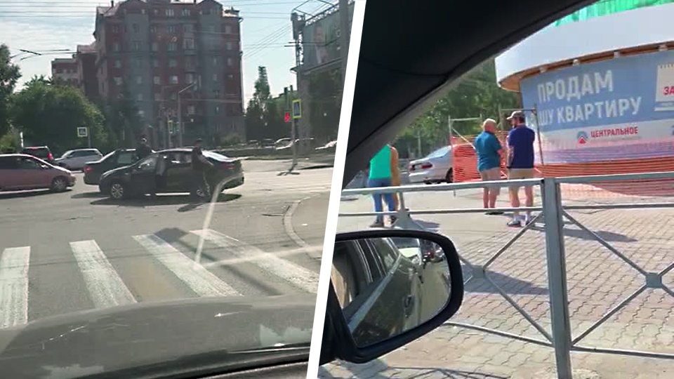 Один из автомобилей после ДТП остался на проезжей части Один из автомобилей после ДТП остался на проезжей части