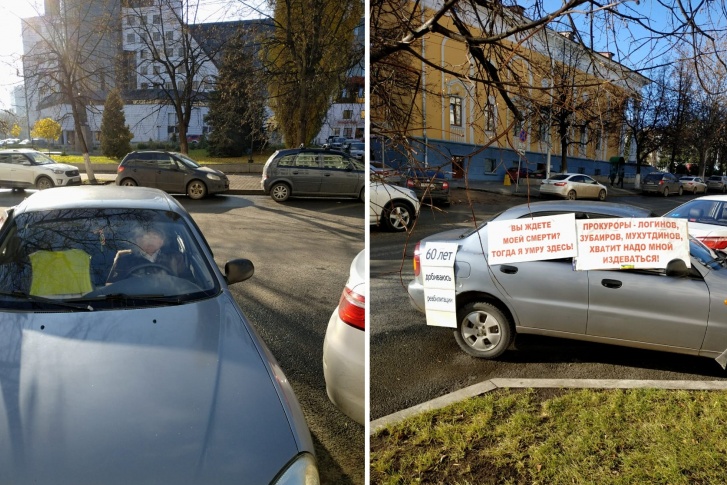 Машина Фаткуллы Исхакова завешана плакатами