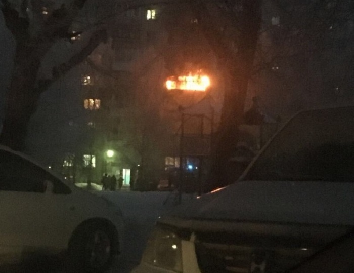 Очевидица сделала фото пожара около 9:00 Очевидица сделала фото пожара около 9:00