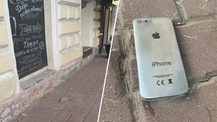 В Ярославле появился памятник потерянному айфону. Его уже несколько раз пытались поднять