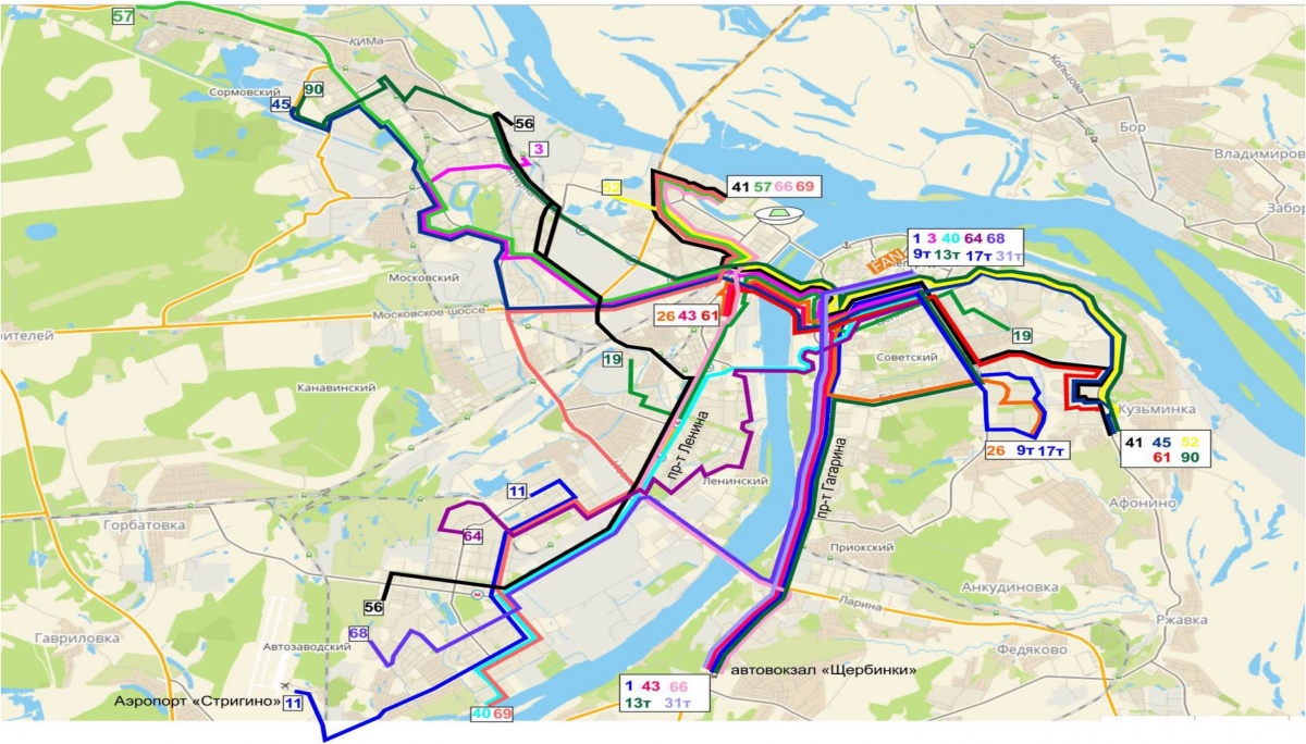 Карта нижний новгород маршруты автобусов