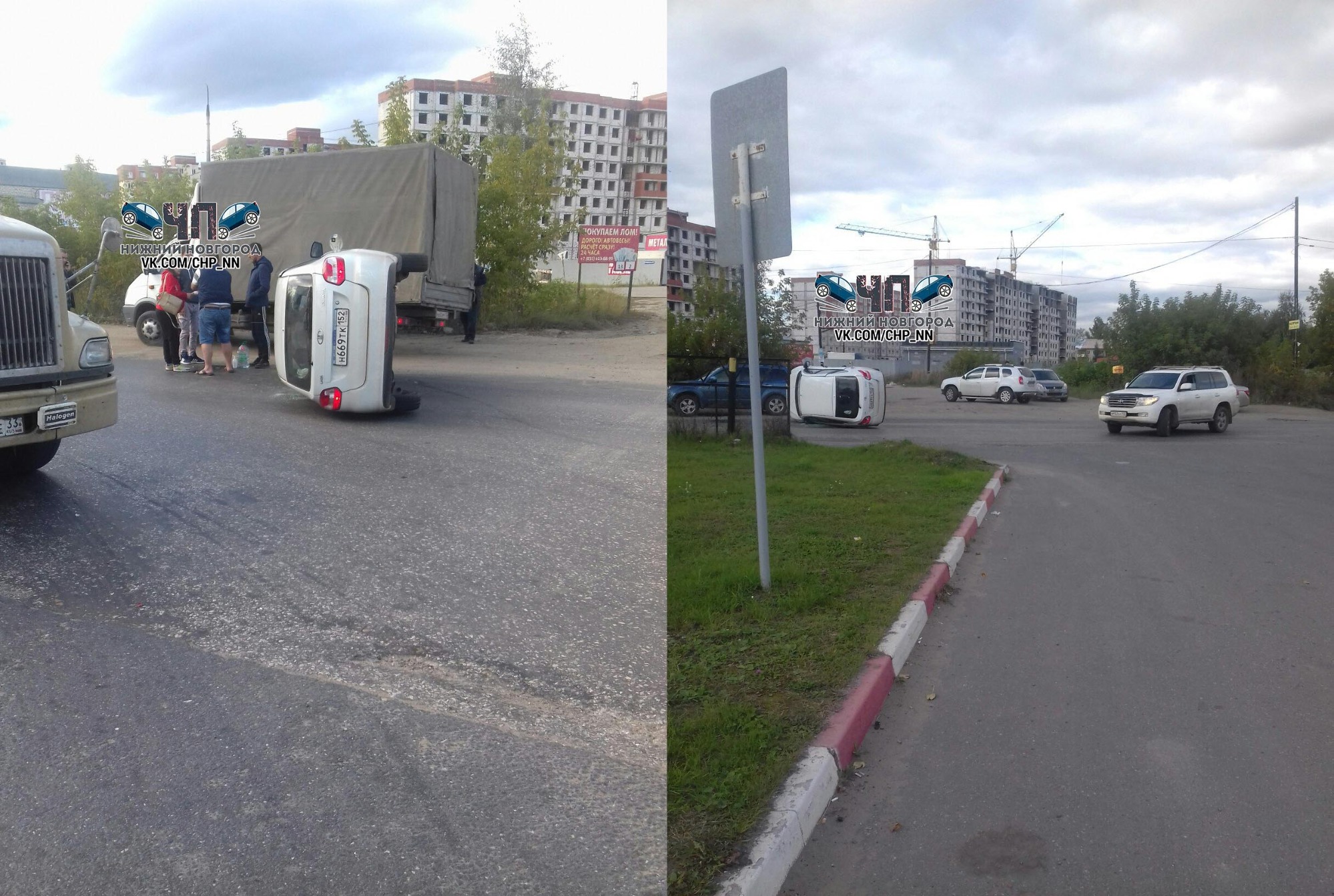 «Авто валяются от наших дорог». Lada опрокинулась в Сормовском районе