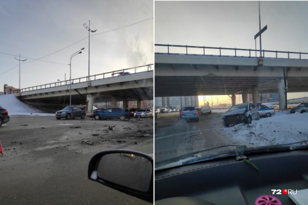 Под путепроводом в понедельник столкнулись четыре легковушки Под путепроводом в понедельник столкнулись четыре легковушки