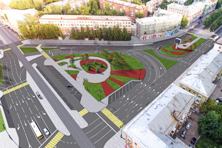 В центре Комсомольской площади появятся сквер и трамвайная остановка