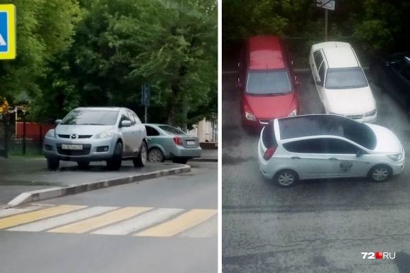 Один припарковался прямо у «зебры», другой — поставил машину поперек Один припарковался прямо у «зебры», другой — поставил машину поперек