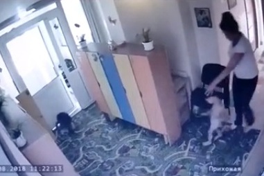 На видео попала воспитатель, которая ведет детей, держа за голову На видео попала воспитатель, которая ведет детей, держа за голову