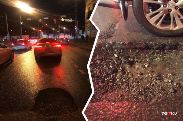 Пробившие колёса автомобилисты советуют другим быть в этом месте поаккуратнее Пробившие колёса автомобилисты советуют другим быть в этом месте поаккуратнее