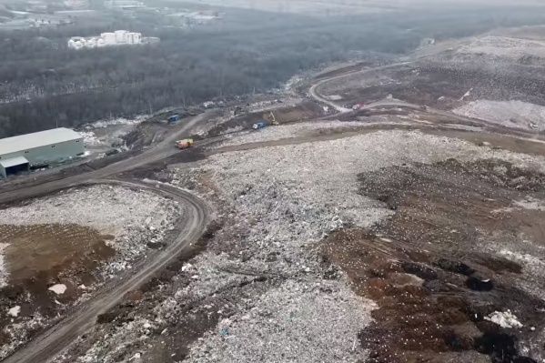 На записи видно, что над свалкой летают стаи чаек На записи видно, что над свалкой летают стаи чаек