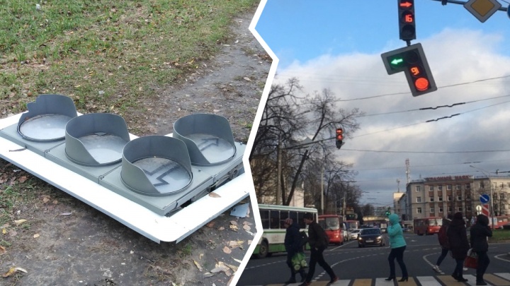 «Есть проблемы»: в Ярославле ураган оставил несколько перекрёстков без светофоров