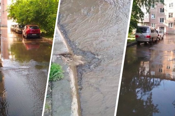 Огромные лужи разлились во дворе дома Огромные лужи разлились во дворе дома 