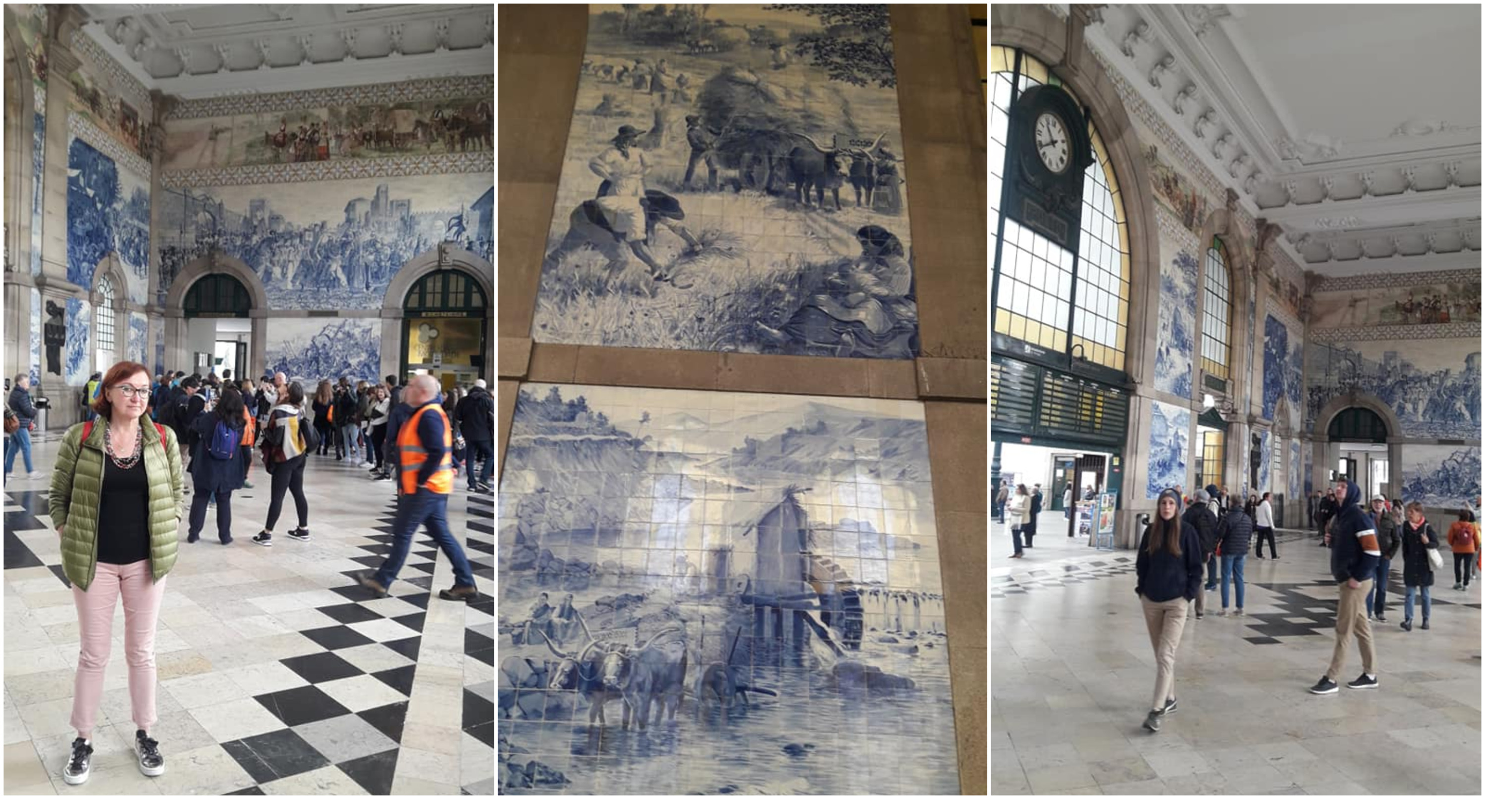 Ж/д вокзал Порту считается одним из самых красивых старинных вокзалов мира. Его стены покрывают более 20 тысяч чудесных бело-голубых плиточек. Они изображают сцены строительства железных дорог, крестьянский быт и, вероятно, картины из истории Португалии