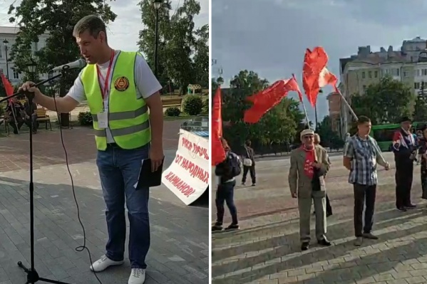 Митинг продлился час, всё это время на сцене выступали с речами активисты Митинг продлился час, всё это время на сцене выступали с речами активисты