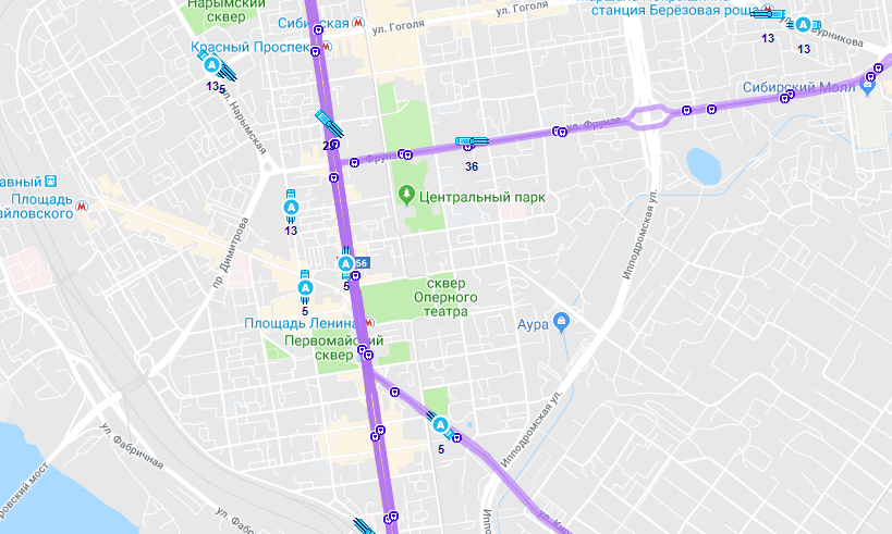 Маршруты до красного проспекта. ЦУГАЭТ Новосибирск транспорт на карте.