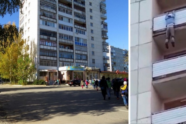 Мужчина некоторое время продолжал висеть на балконе, после чего упал на козырёк Мужчина некоторое время продолжал висеть на балконе, после чего упал на козырёк