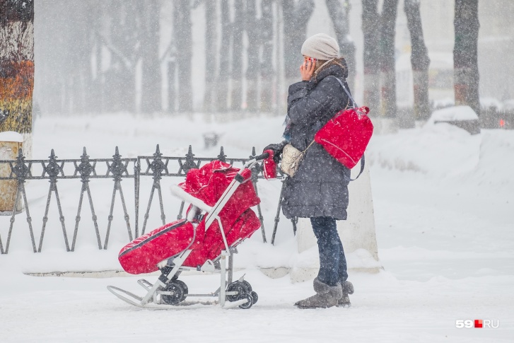 Рождаемость в Прикамье упала, поэтому мамы с санками или колясками на улицах теперь встречаются реже