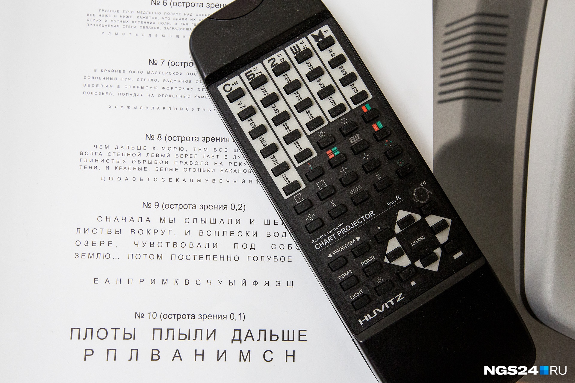 Пульт для проверки зрения. Сами буквы проецируются на ширму проектором Пульт для проверки зрения. Сами буквы проецируются на ширму проектором