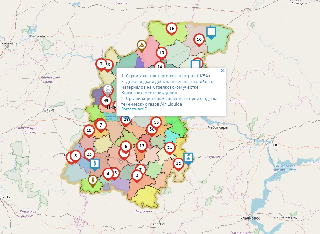 Интерактивная карта нижегородской области
