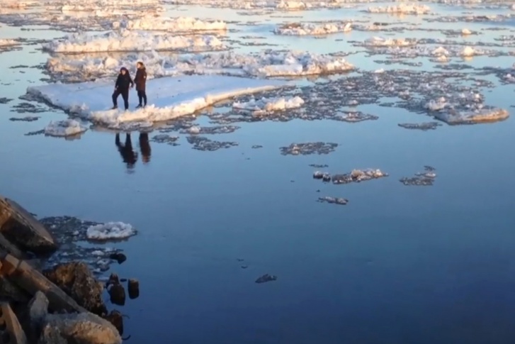 Двоих архангелогородцев отнесло на льдине неподалеку от «Макси» Двоих архангелогородцев отнесло на льдине неподалеку от «Макси»