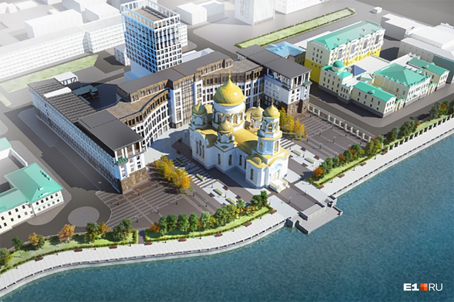 Так может выглядеть храм на месте приборостроительного завода — за ним библиотека Так может выглядеть храм на месте приборостроительного завода — за ним библиотека