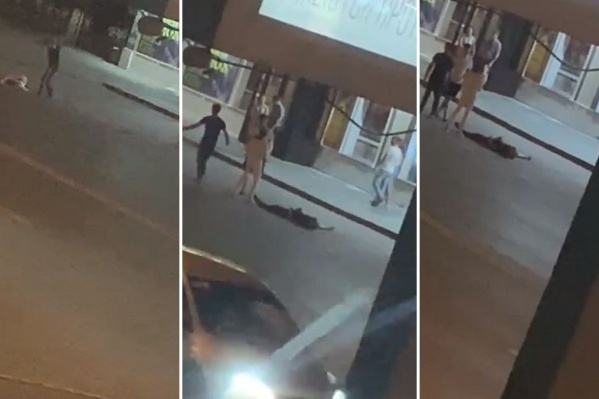 После перепалки парень и девушка так и остались лежать на земле, им помогли прохожие После перепалки парень и девушка так и остались лежать на земле, им помогли прохожие