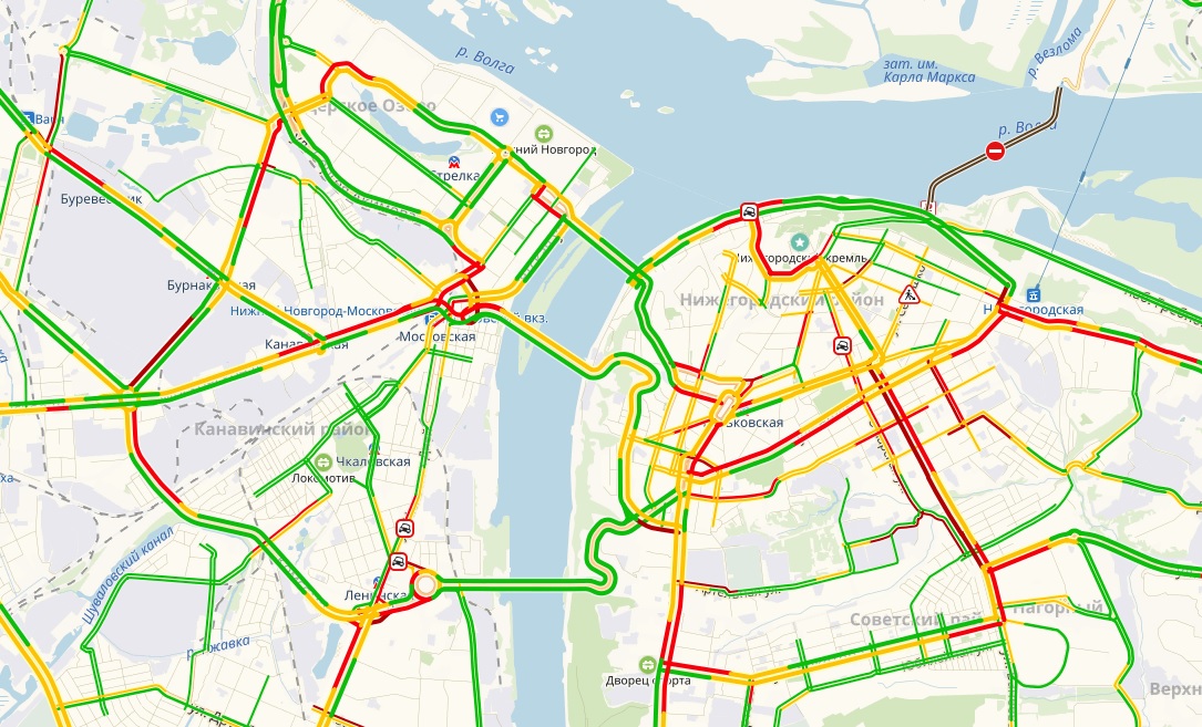 Карта нижнего новгорода пробки на дорогах онлайн в реальном времени