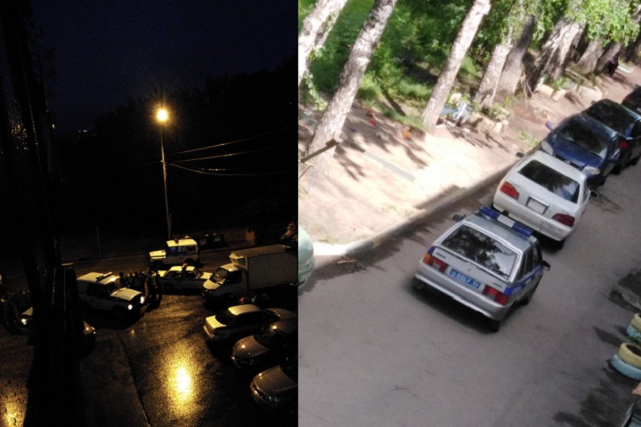 Белая машина, которая сейчас расположена возле полицейской, стоит во дворе с ночи