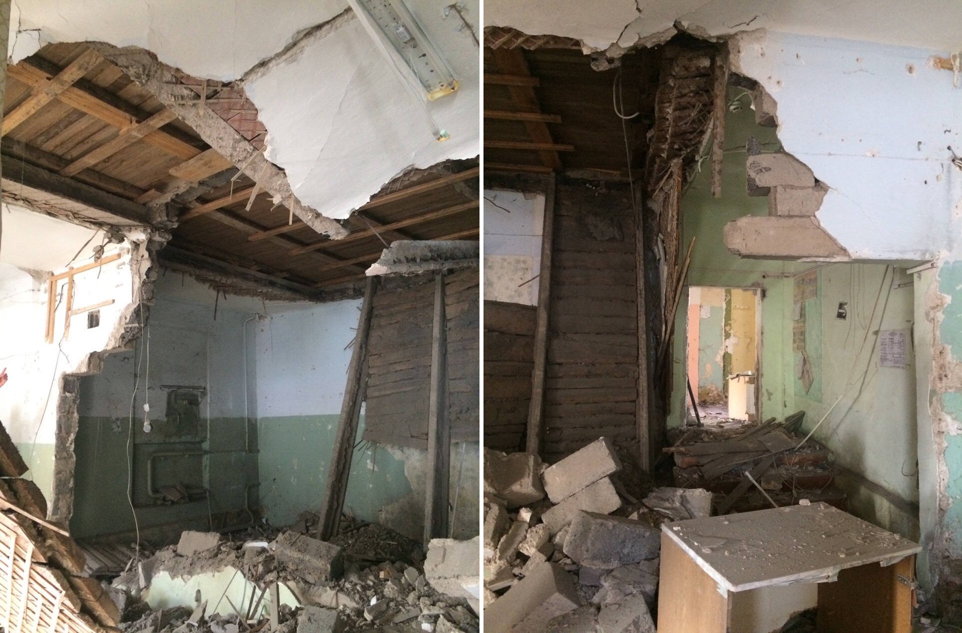 Эвакуировали 19 человек: строители снесли стену в жилом доме, а обвалился потолок