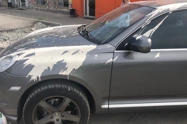 Брызги краски разлетелись на весь автомобиль Брызги краски разлетелись на весь автомобиль