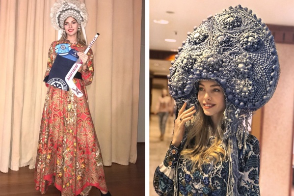 Чирлидер Юлия Гришманова (слева) и модель Мария Ступина (справа) в конкурсных нарядах Чирлидер Юлия Гришманова (слева) и модель Мария Ступина (справа) в конкурсных нарядах 